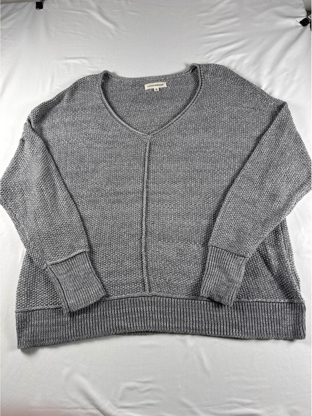 Lucky Brand Cozy Gray V-Neck Sweater XL